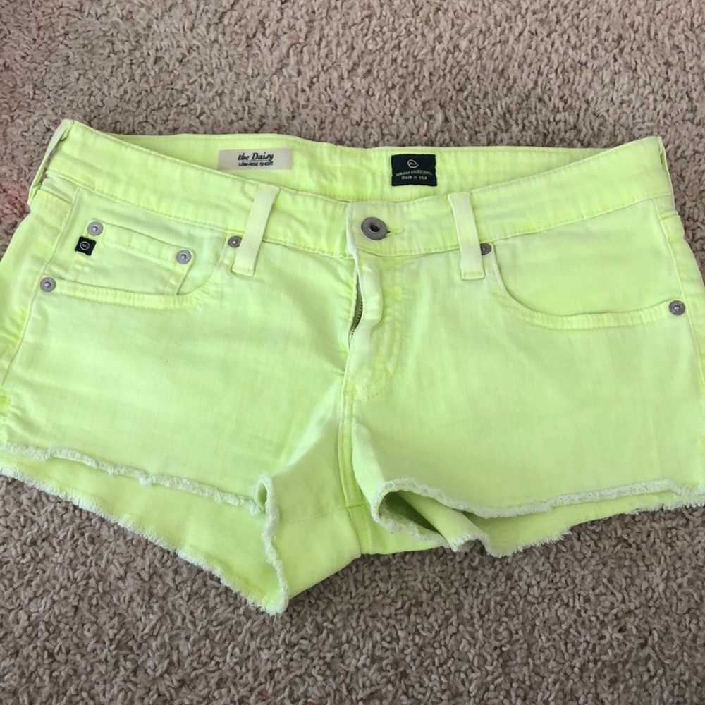 Neon Yellow Denim Short Shorts